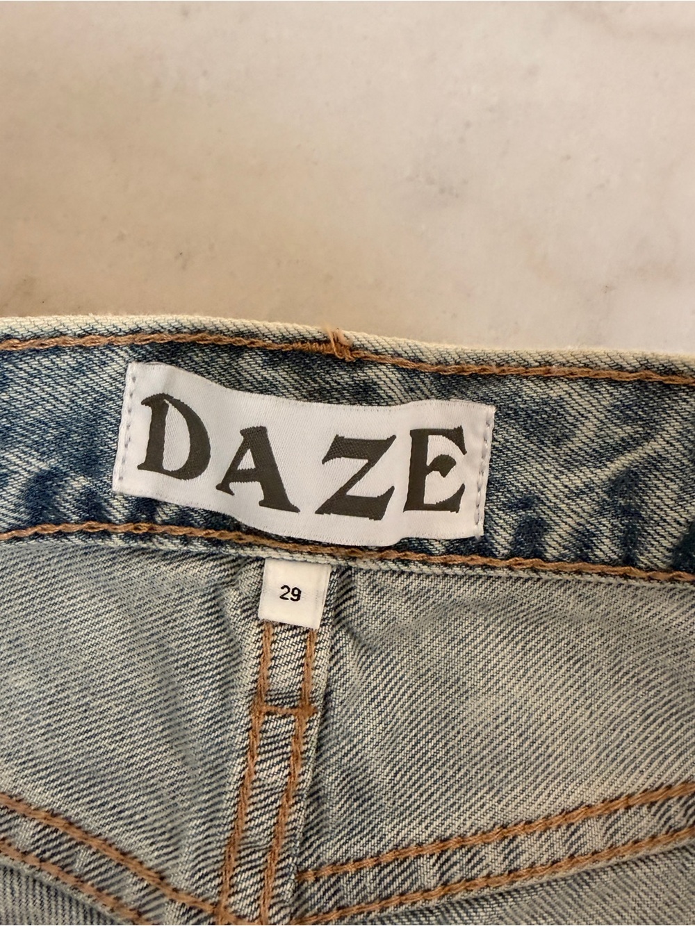 DAZE High-Waist Light Wash Distressed Denim Shorts - Picture 2 of 3